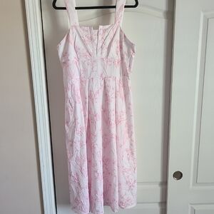 SHEIN White Maxi Dress with Pink Floral Print